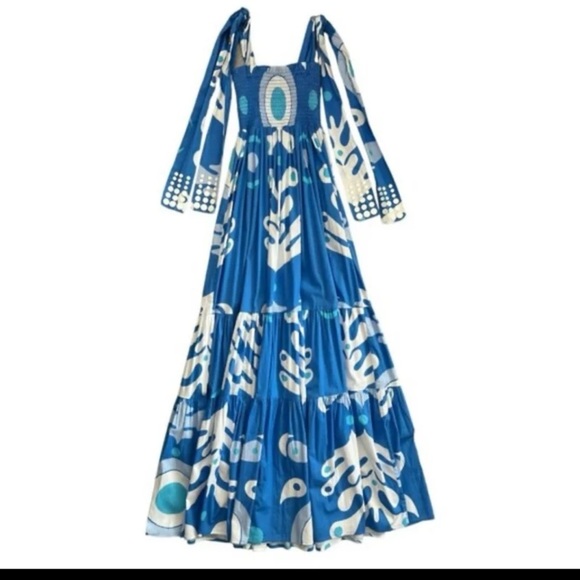 Sheridan French Kelly Maxi Dress in Blue Ink Dot 
size Small - Picture 7 of 12